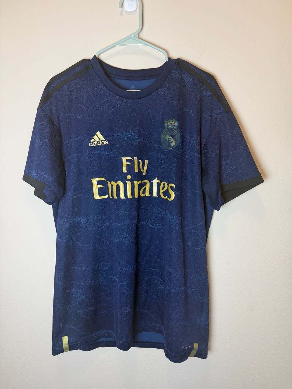 Adidas Real Madrid Away Jersey Size L Blue Gold Soccer Shirt